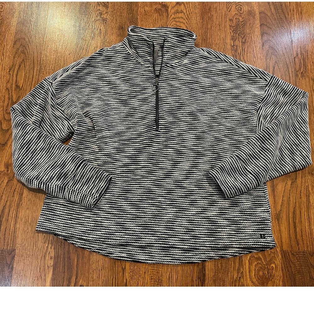 Sweaty Betty Rest Up Bouclé Half Zip Pullover Blue White XL Cozy Athleisure